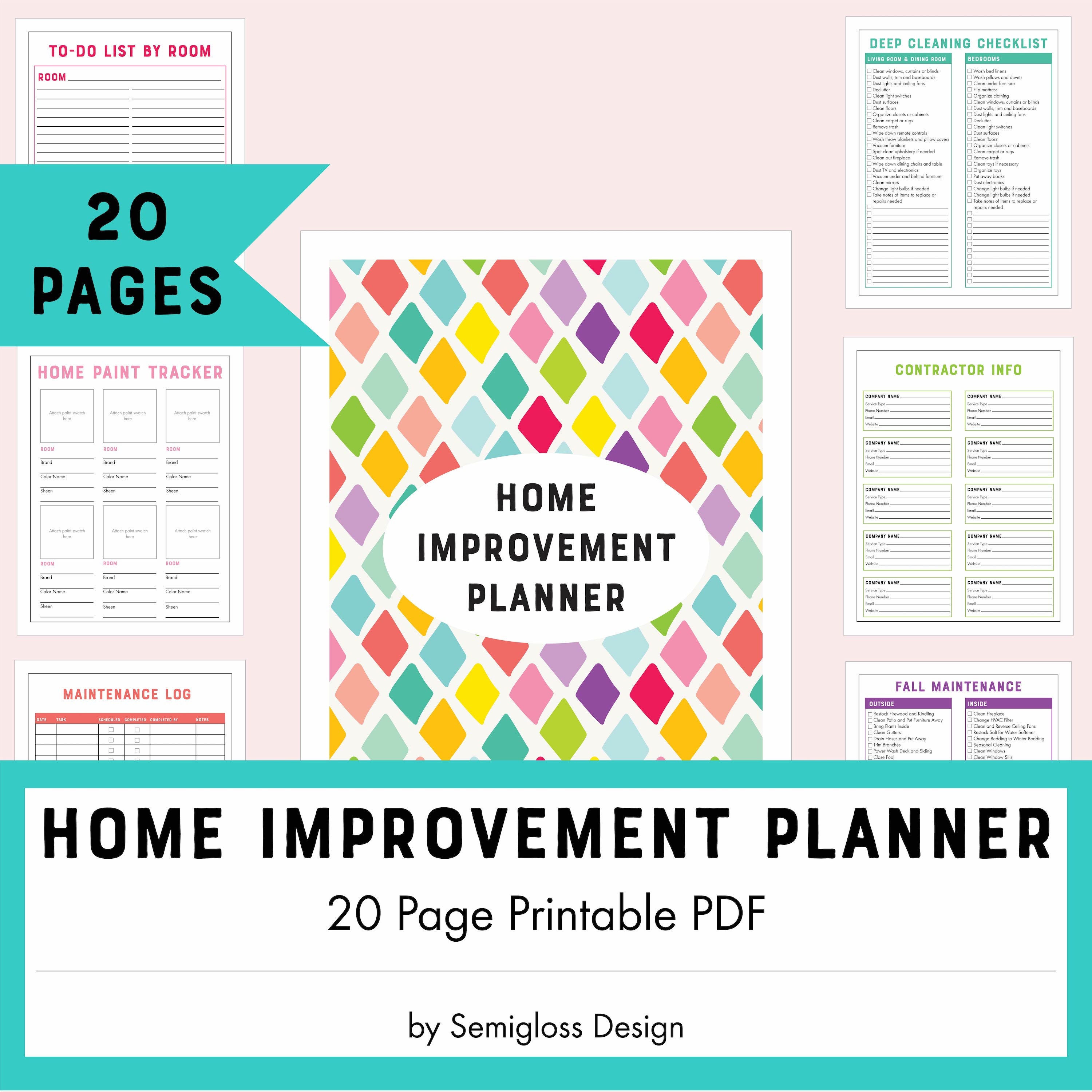 Home Renovation Planner to Print Checklists for Your Home Etsy España