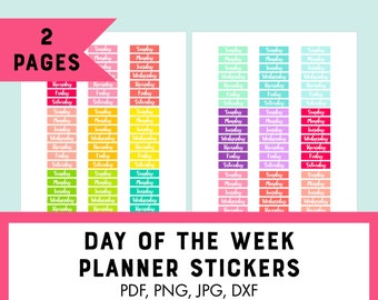 Printable Day of the Week Stickers for Planner - Fits Classic Happy Planner