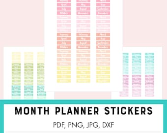 Month Cover Stickers for Planners, Pastel Planner Stickers, Fits Classic Happy Planner