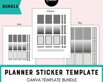 Bundle for Happy Planner Canva Template for Stickers, Commercial Use, Includes Mini, Classic, and Big Sizes