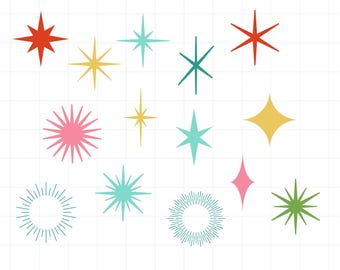 Retro Starburst SVG Bundle, 14 Designs, Vintage Cut Files for Crafting