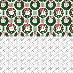 Christmas Wreath Digital Repeat Pattern Set, Holiday Background Printable Paper image 9