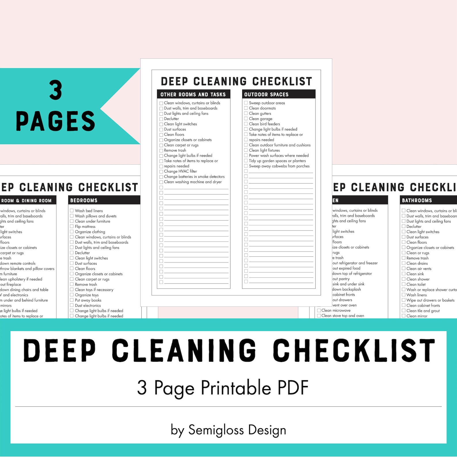 Printable Deep Cleaning Checklist PDF Spring Cleaning by Room - Etsy