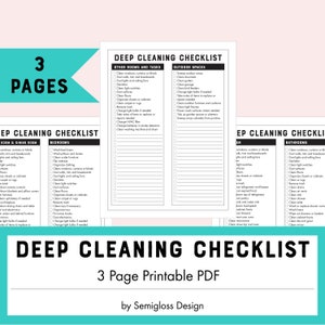 Printable Deep Cleaning Checklist PDF, Spring Cleaning by Room