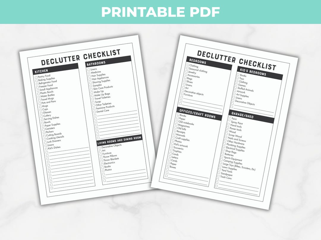 Printable Editable Decluttering Checklist for Home Organization and ...