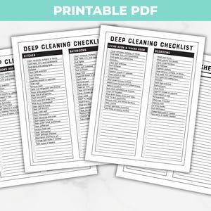Liste de contrôle pour le nettoyage en profondeur imprimable, planificateur de feuilles de travail pour le ménage de printemps, modifiable dans Adobe Acrobat image 1