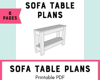Banktafel houtbewerkingsplannen, rustieke meubels bouwplannen, boerderij consoletafel afdrukbaar plan, perfect voor beginners