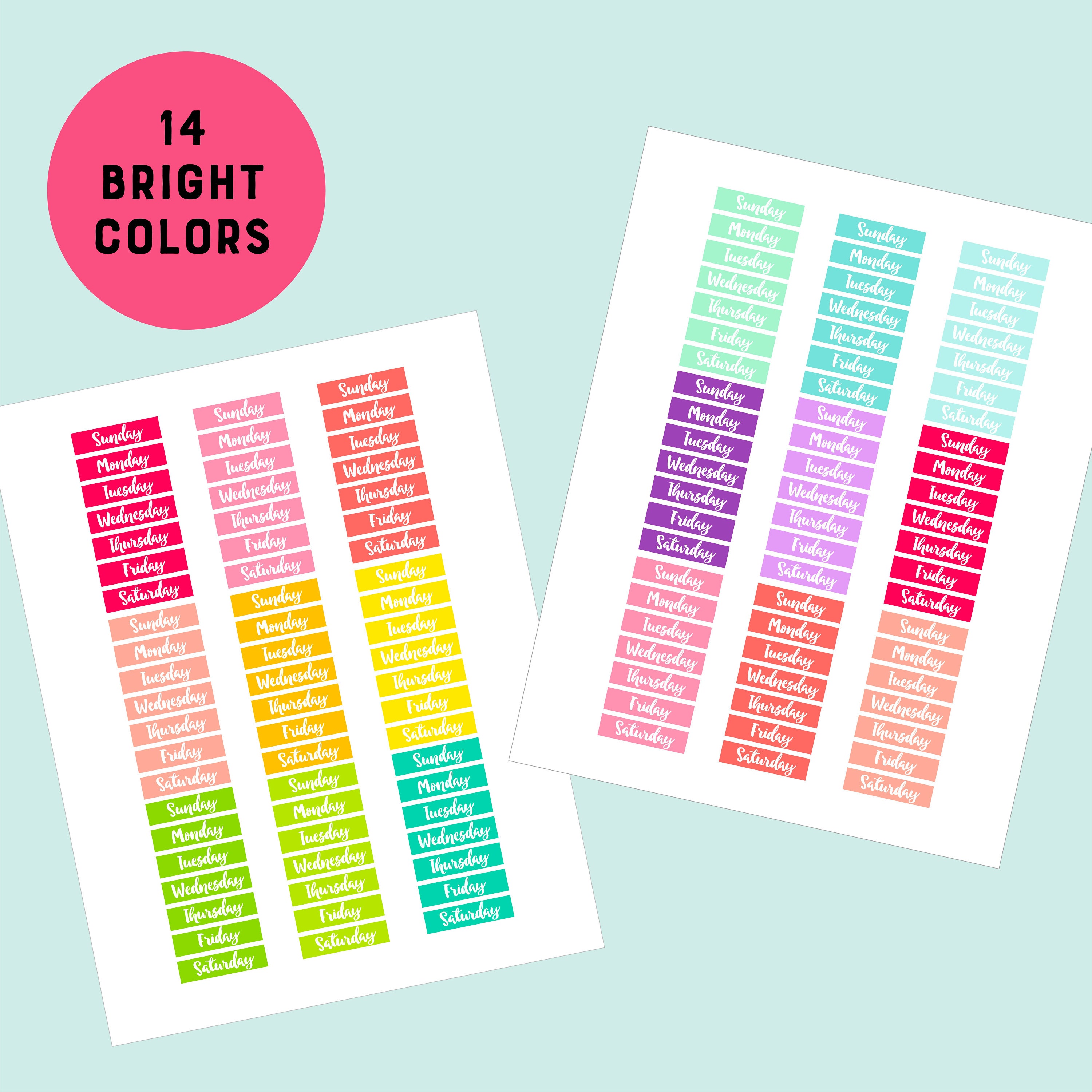 Printable Day of the Week Stickers for Planner Fits Classic Happy ...