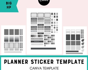 Big Happy Planner Canva Template for Stickers, Commercial Use