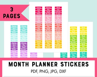 Month Covers Printable Stickers for Planners - Fits Classic Happy Planner