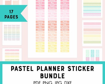 Printable Planner Stickers Bundle, Pastel Planner Sticker, Functional Sticker Set, Fits Classic Happy Planner