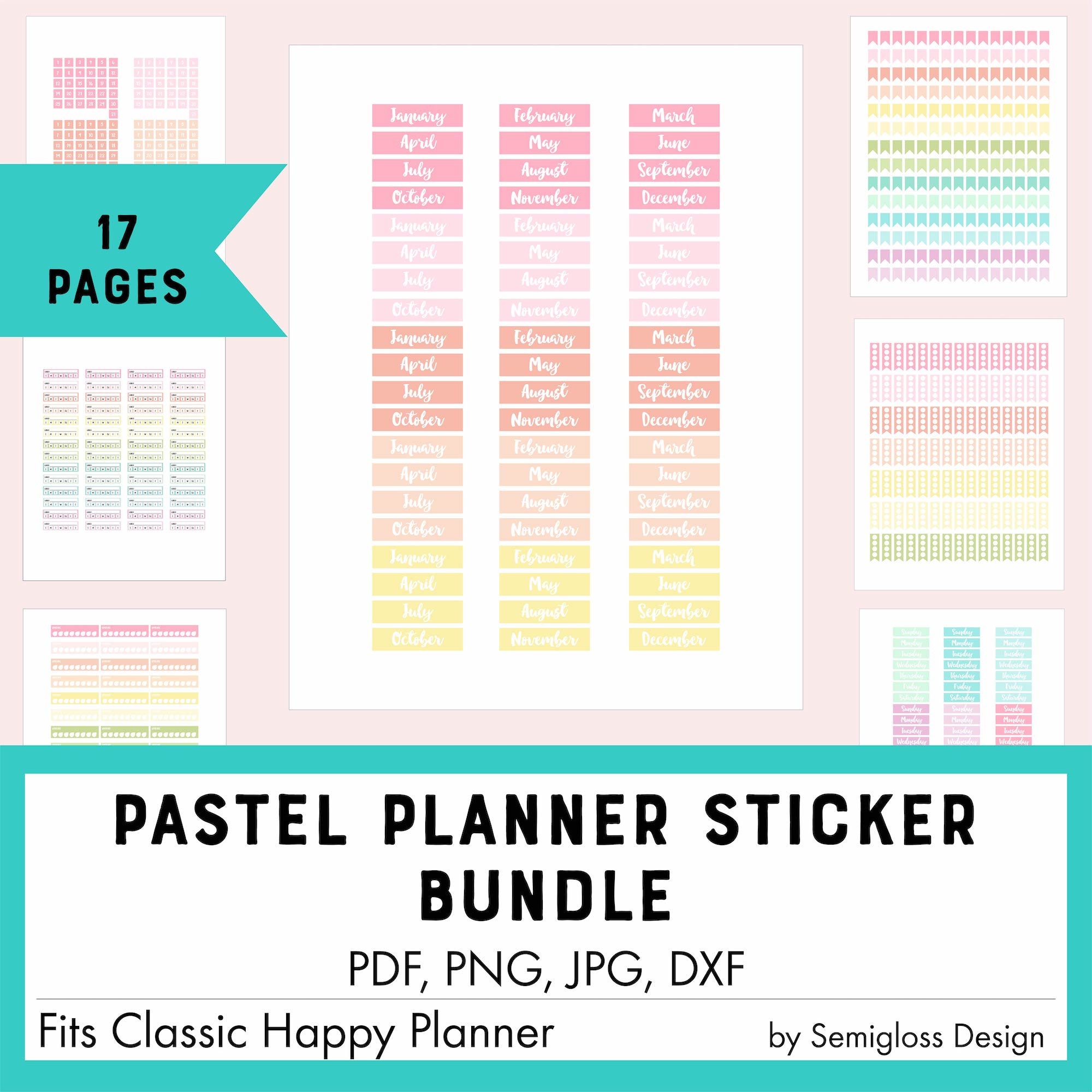 printable planner stickers bundle pastel planner sticker etsy