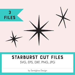 Starbust SVG, moderne gesneden bestandenset uit het midden van de eeuw, Atomic Star, geïnspireerd op de jaren 1950, vintage, retro crafting