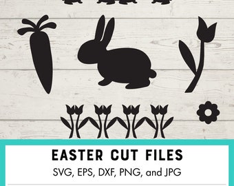 Easter Bunny SVG Bundle for Spring, Cute Cut File Set for Easter Crafting