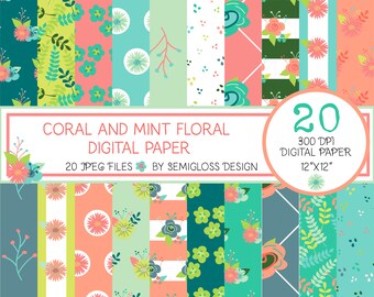 Modern Floral Digital Paper Set