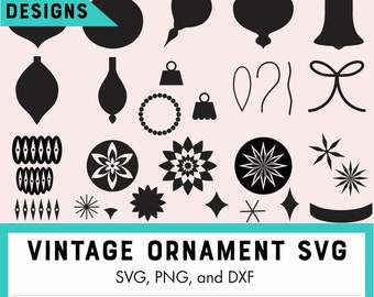 Retro Christmas Ornament SVG Set, Vintage-Style Ornament Bundle for Holiday Crafting