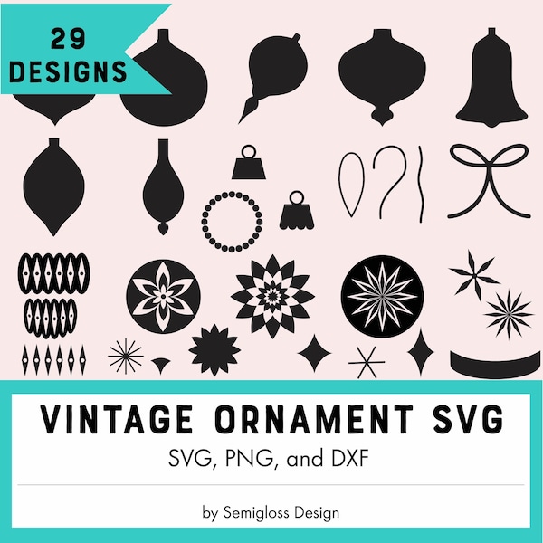 Retro Christmas Ornament SVG Set, Vintage-Style Ornament Bundle for Holiday Crafting