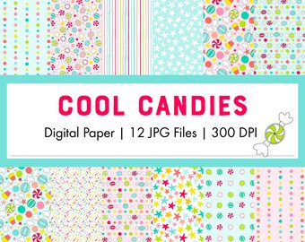 Cute Candy Digital Seamless Pattern Set for Backgrounds or Digital Paper