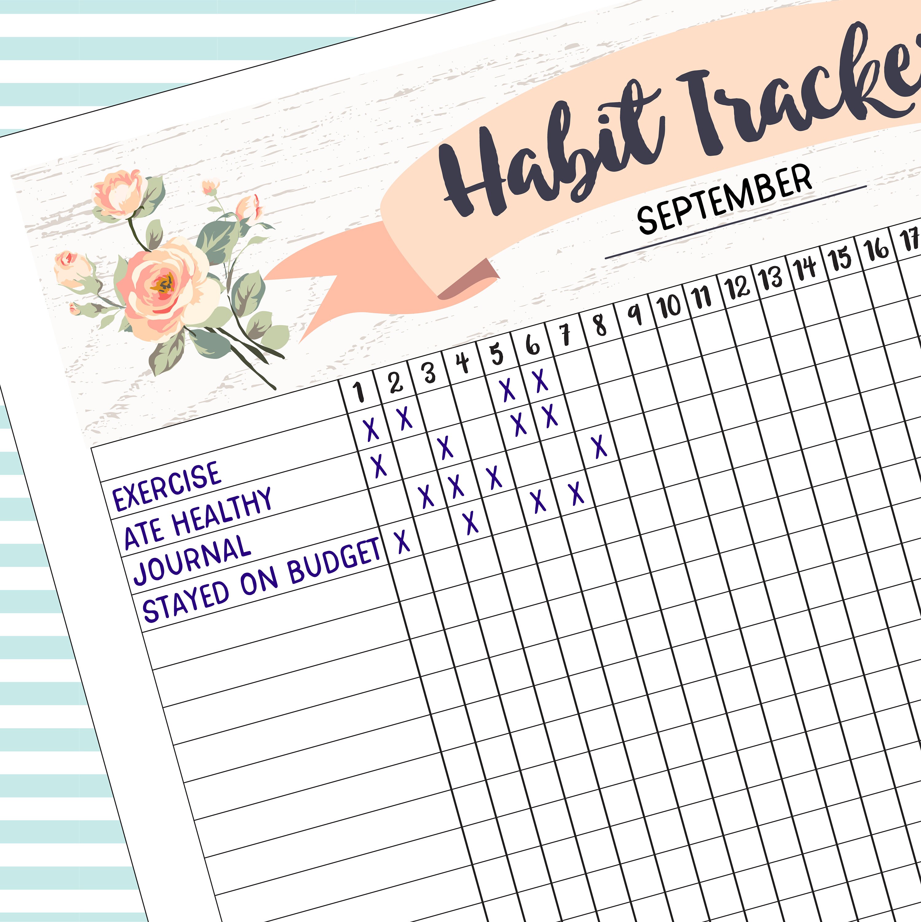 Printable Habit Tracker Pdf For Tracking Healthy Habits Etsy