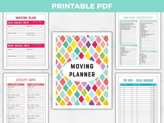 Printable Moving Planner and Checklist, Organize Your Home Move, Packing Checklist Plan