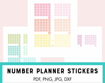 Printable Number Cover Stickers, Pastel Printable Stickers, Fits Classic Happy Planner