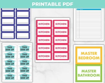 Printable Moving Labels and Inventory Sheets, Fits Avery 55163 Labels, Easy to Print Color-Coded Box Stickers