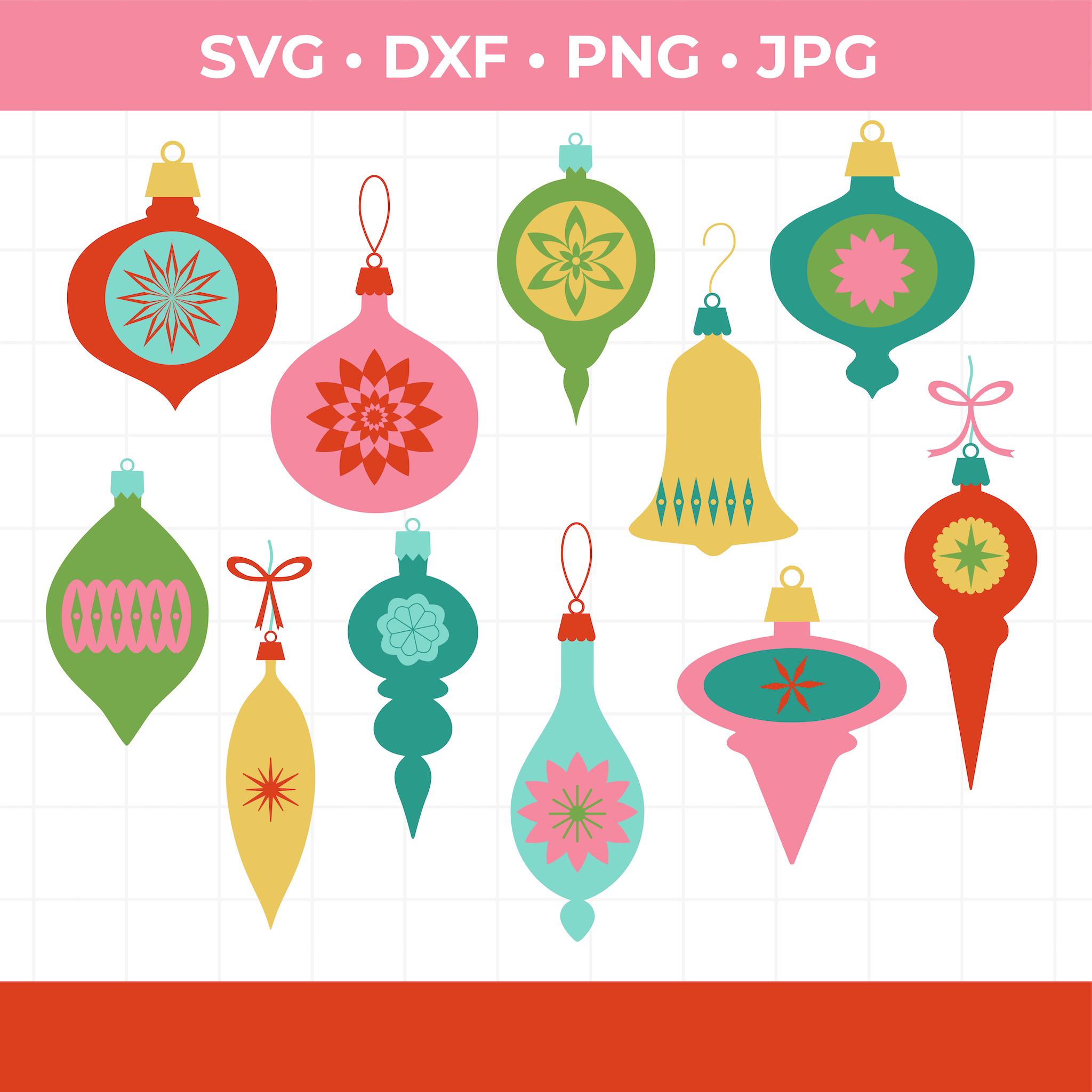 * vintage ornaments ❀ * ✴ * クリスマスセット (a) Retro Christmas Ornament SVG Set, Vintage-style Ornament Bundle