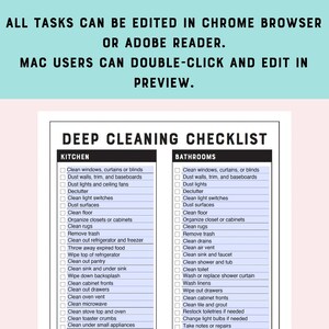 Editable Deep Cleaning Checklist Printable PDF - Etsy