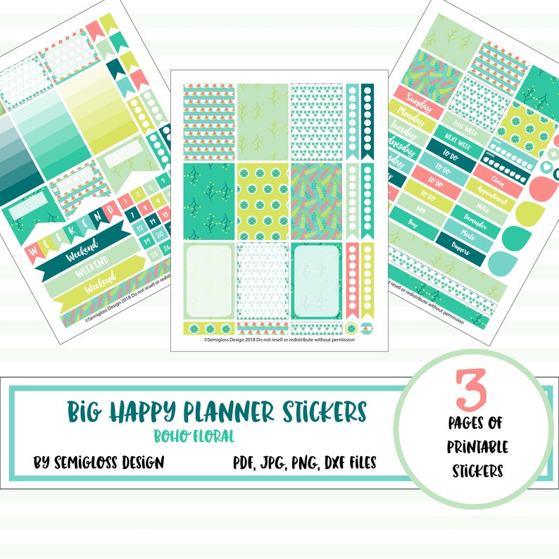 Big Happy Planner Stickers Printable Stickers With Cut Files Etsy