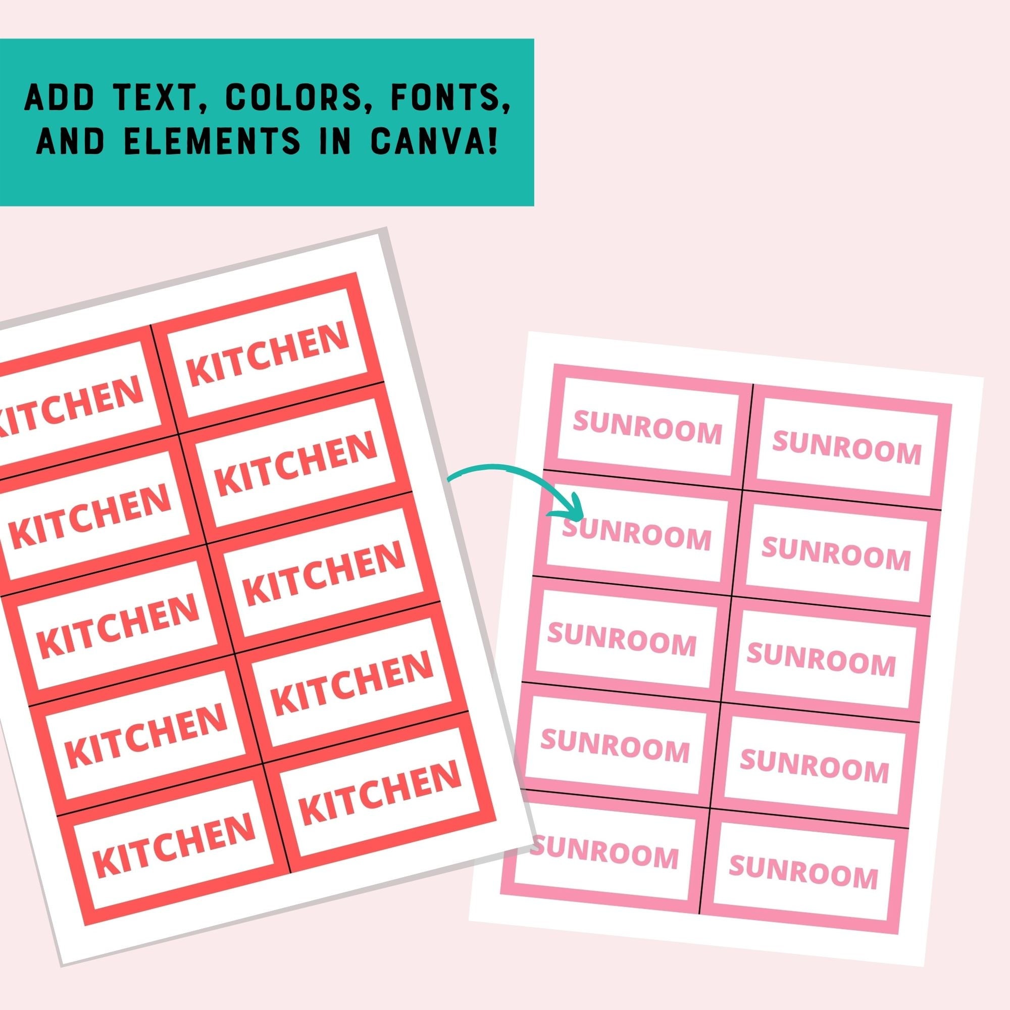 canva template for printable moving labels and room