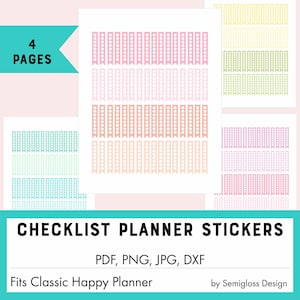 Printable Checklist Stickers for Planners, Pastel Functional Planner Stickers, Fits Classic Happy Planner