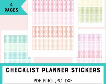Printable Checklist Stickers for Planners, Pastel Functional Planner Stickers, Fits Classic Happy Planner