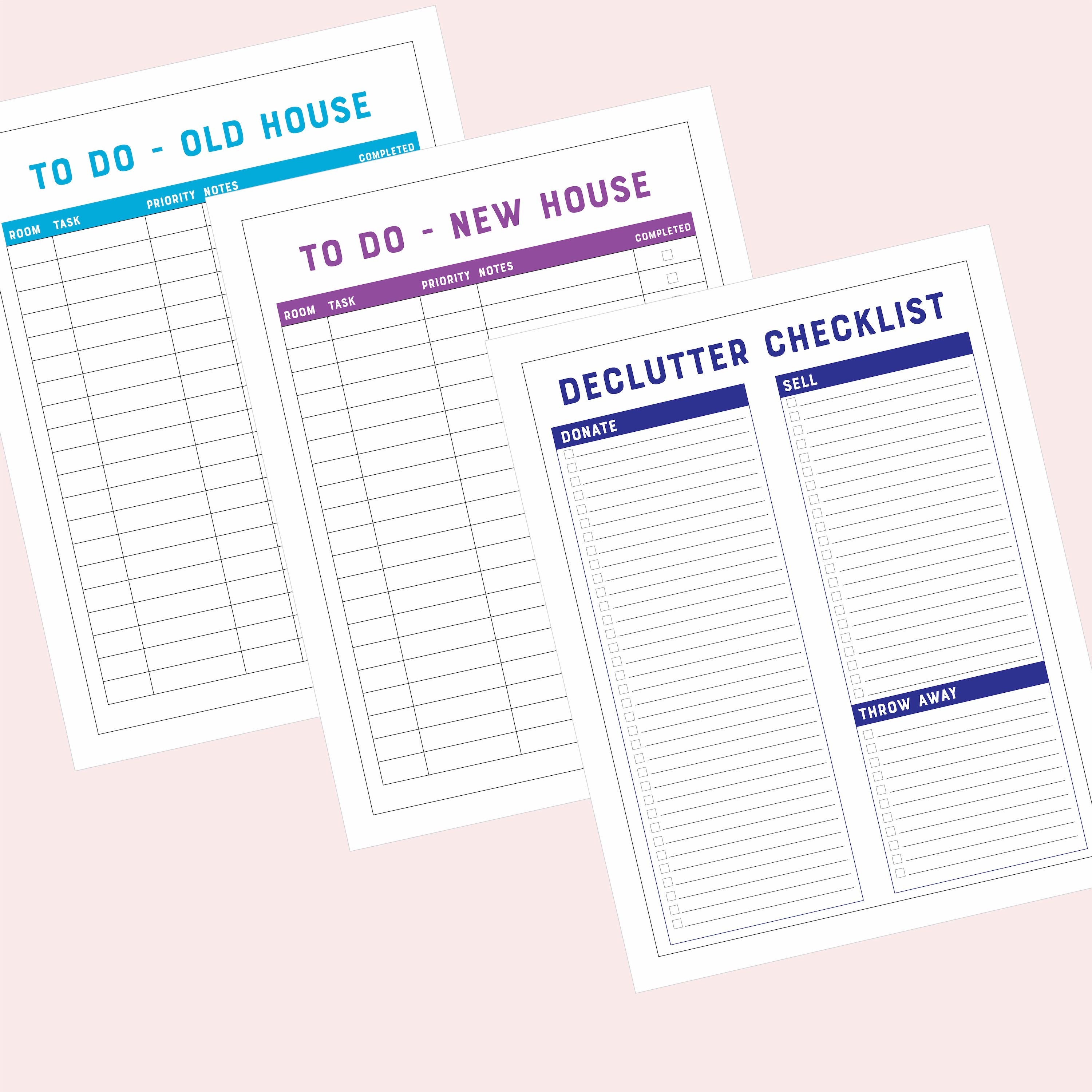 Paper Party Supplies Printable Moving Planner Bundle With Labels And