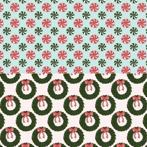 Christmas Wreath Digital Repeat Pattern Set, Holiday Background Printable Paper image 6