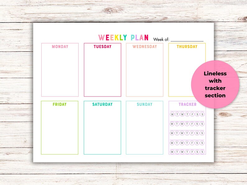 Weekly Days Tree Cute Weekly Planner Printable for Family, Weekly Schedule, 4 Page PDF ...