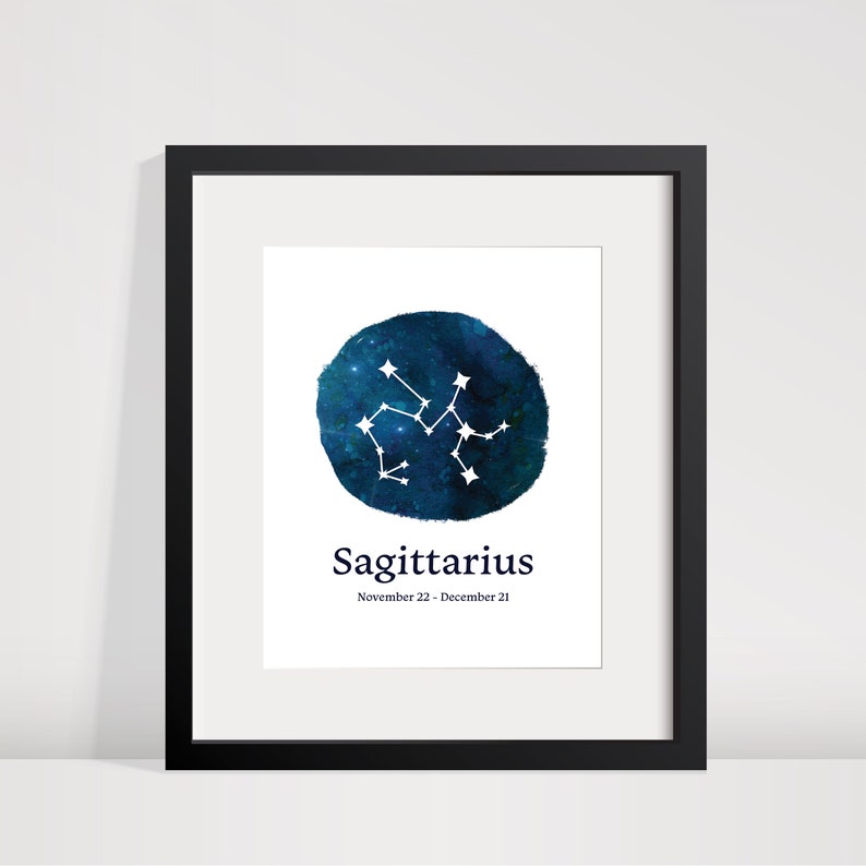 Sagittarius Zodiac Art, Constellation and Watercolor Galaxy, Printable Art, Digital Download image 3