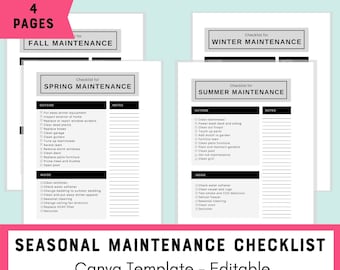 Canva Template for Seasonal Home Maintenance Checklists Printables - Commercial Use