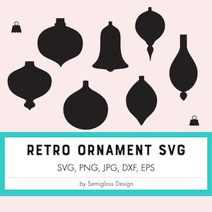Vintage Christmas Ornament SVG Cut Files, Retro Christmas