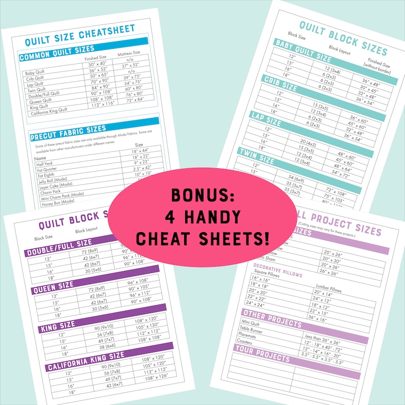 Quilt Planner Printable PDF, Includes Quilting Cheat Sheets - Etsy