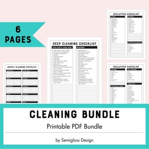 Printable Cleaning Checklist Bundle, Declutter List, Deep Cleaning, and Weekly Cleaning Checklist PDF image 1