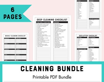 Printable Cleaning Checklist Bundle, Declutter List, Deep Cleaning, and Weekly Cleaning Checklist PDF