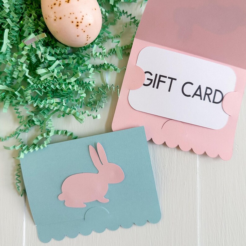 Gift Card Holder With Bunny SVG, Scalloped Easter Gift Card SVG, Rabbit ...
