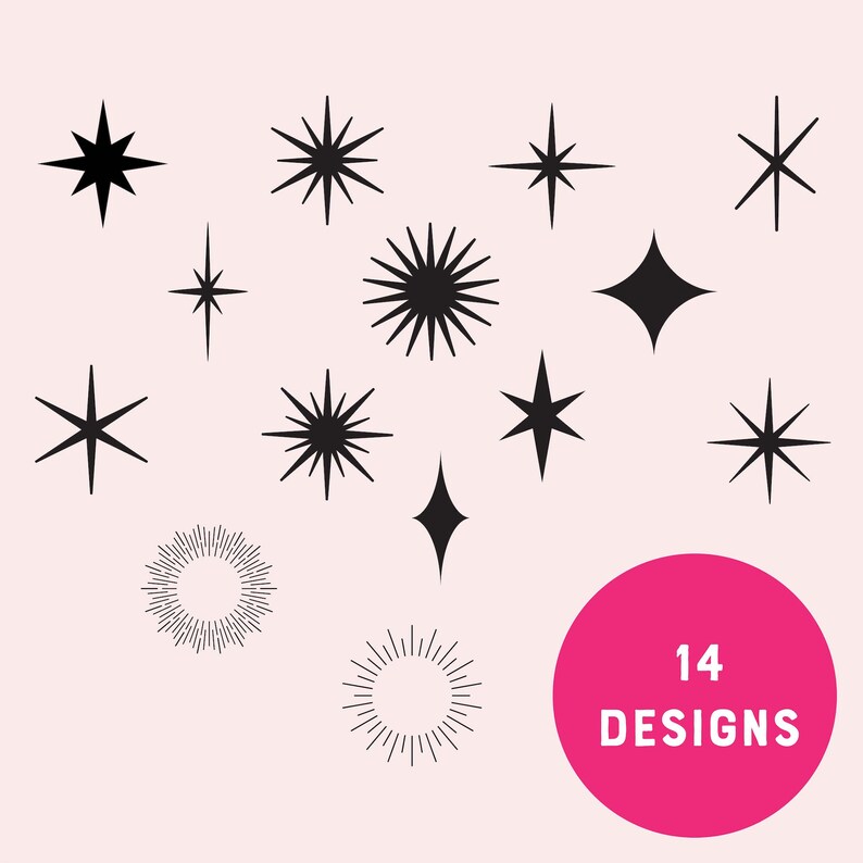 Rectangular Starburst Cut Out Retro Starburst SVG Bundle, 14 Designs, Vintage Cut Files for Crafting ...