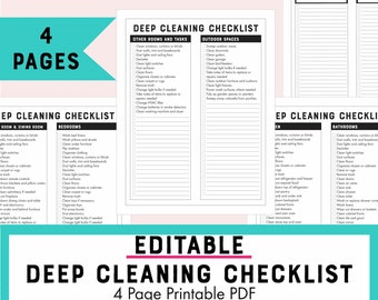 Editable Deep Cleaning Checklist Printable PDF