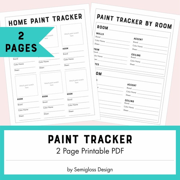Printable Paint Tracker PDF pour l'organisation de la maison, liste des couleurs de peinture