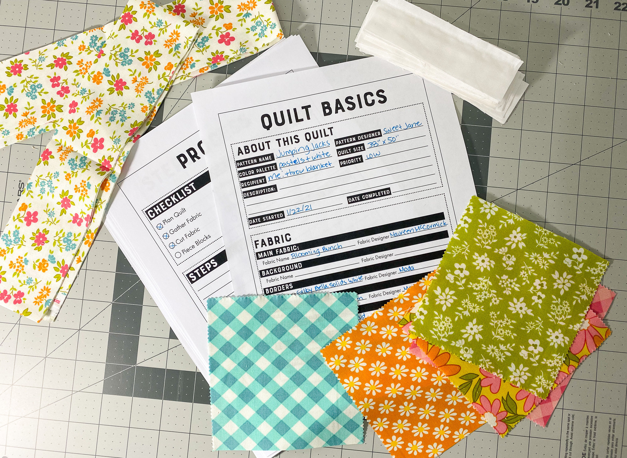 Printable Quilt Planner PDF With Graph Paper and Quilting Cheat Sheets ...