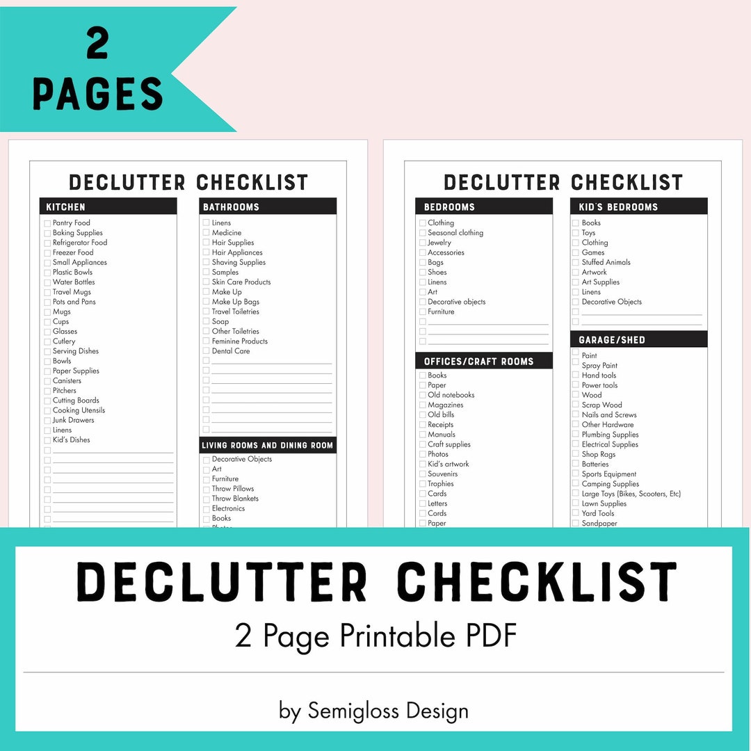 Get Organized With Our Printable Declutter Checklist - Spring Cleaning ...