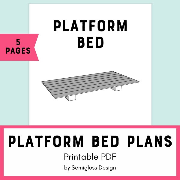 Twin Platform Bed Woodworking Plans, Rustic Furniture Plans, Modern Furniture Build Plans, Perfect for Beginner
