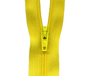 Zipper Thin yellow for clothing, non-separable zip - Lengths from 12 cm to 45 cm