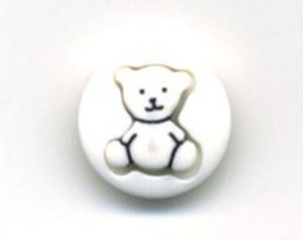 Button round white Teddy bear